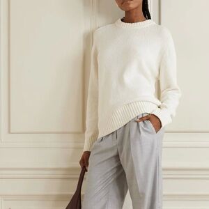Loulou Studio Sweater Canillo Cotton-Blend Boucle in Ivory